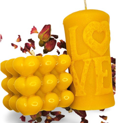 Walentynkowy Zestaw Świec 3D z Naturalnego Wosku Pszczelego - 2 Świece
