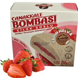 ORYGINALNA Turecka Chałwa Tatlan 250g Sezamowa z NADZIENIEM TRUSKAWKOWYM