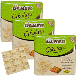 3 szt. ULKER Biała Dubajska Czekolada Kadayif Chocolate Dubai White Pistachio 60g