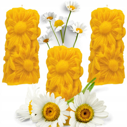 3 SZT. Miodowa dekoracja Świeca BIO 3D Wosk PszczelI "KWIATY RUMIANKU"