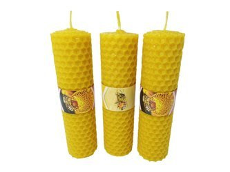 Zestaw trzech ekologicznych świec ręcznie zawijanych z wosku pszczelego