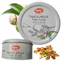 METIN Oryginalna Turecka Chałwa z PISTACJAMI 8% | 57% TAHINI 650 g PUSZKA