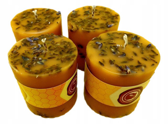 Świeca zapachowa mała 5cm naturalny wosk pszczeli Lawenda i cytrusy 3 szt.